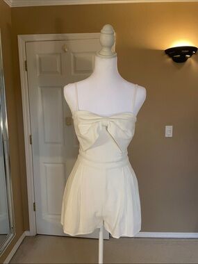 Altar'd State Cream Bow-Front Mini Romper